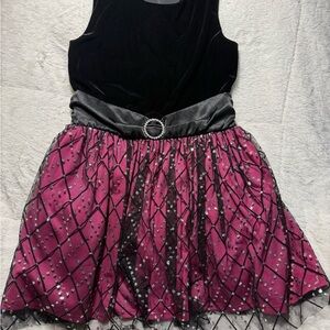 NWOT By & By Girl Sz 14 1/2 Girls Black and Pink Sparkly Sleeveless Dress